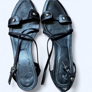 Tod's Black Leather Strappy Heels